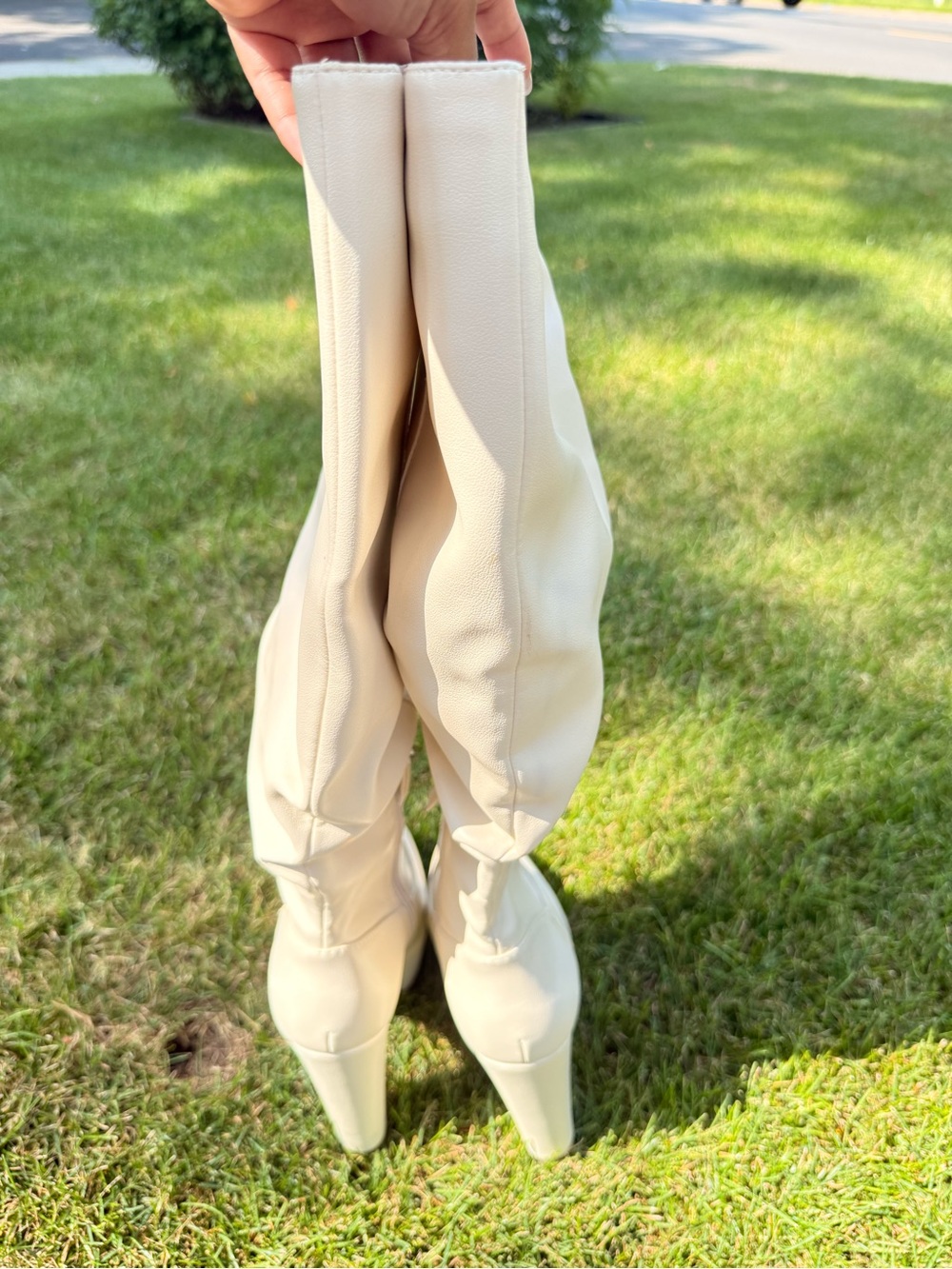 Jennifer Lopez Cream Slouch Over-the-Knee Boots - Picture 3 of 7
